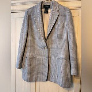Vintage Ralph Lauren Light Blue Plaid Blazer. Large 21 pit to pit 30 long